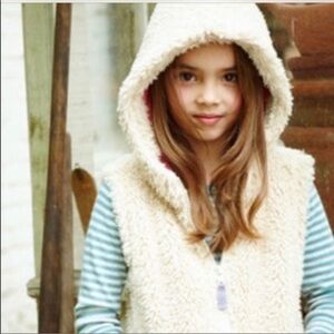 Mini Boden Cream Hooded Vest for Kids